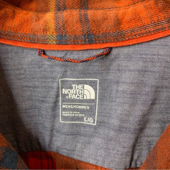 Men’s THE NORTH FACE Orange Plaid Long Sleeve Button Down Flannel Shirt sz Large - Picture 7 of 8